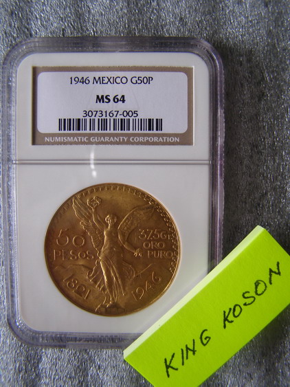 50 PESOS AUR 1946 - AVERS NGC MS64