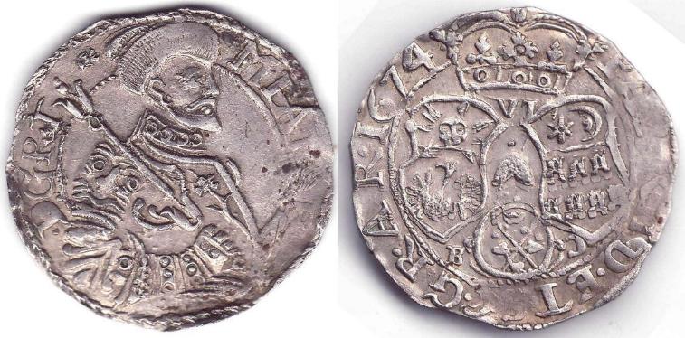 1674 - Michael Apafi - 6 dinari - mnt Sibiu