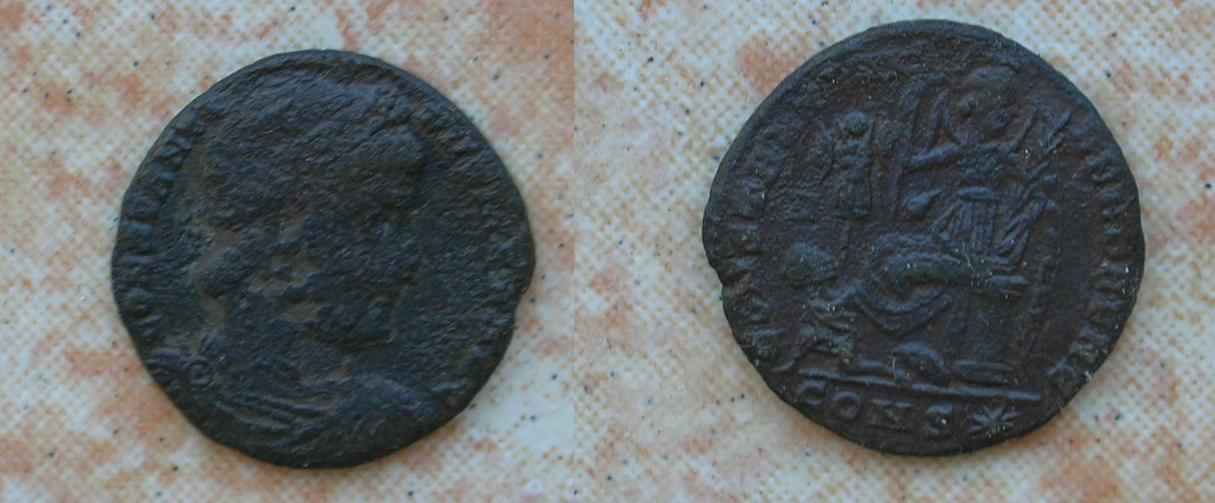 constantin I tip constantiniana dafne, emisiune ce comemoreaza intarirea granitei imperiului pe dunare (simbolizata de construirea fortului dafne).