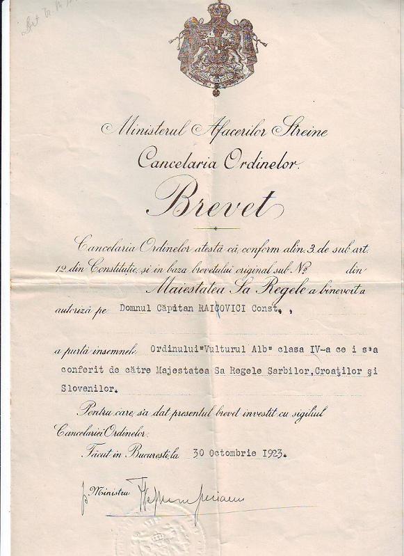 C.Raiovici, drpt. de purtare V.A., 1923.JPG