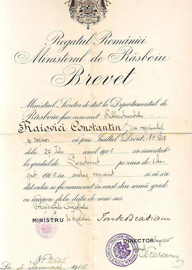 C-tin Raiovici, Locot., 1916.JPG